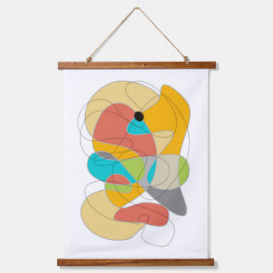 Tapisserie Suspendue ligne d'art moderne coloré et coloré et formes boh