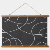 Tapisserie Suspendue Lignes blanches sur noir (Devant)