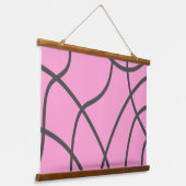 Tapisserie Suspendue Lignes : Gris sur rose doux (Angulaire)