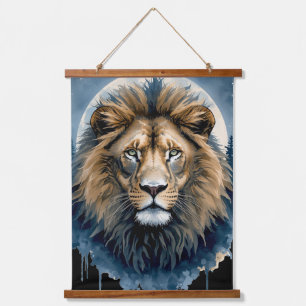 Tapisserie Suspendue Lion céleste aquarelle Esprit du lion au clair d