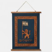 Tapisserie Suspendue Lion Du Jour De Jérusalem Avec Drapeau (Recto)