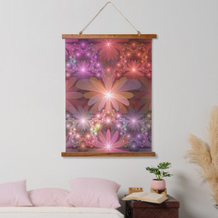 Tapisserie Suspendue Lit De Fleurs Coloré brillant Abstrait Fractage Ar