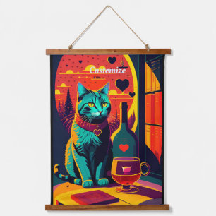 Tapisserie Suspendue Livres Chat Sunset Et Vin
