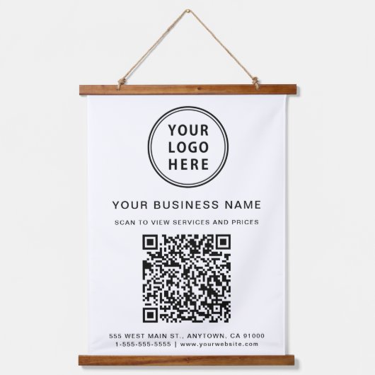 Tapisserie Suspendue Logo de l'entreprise et code QR  (Recto)