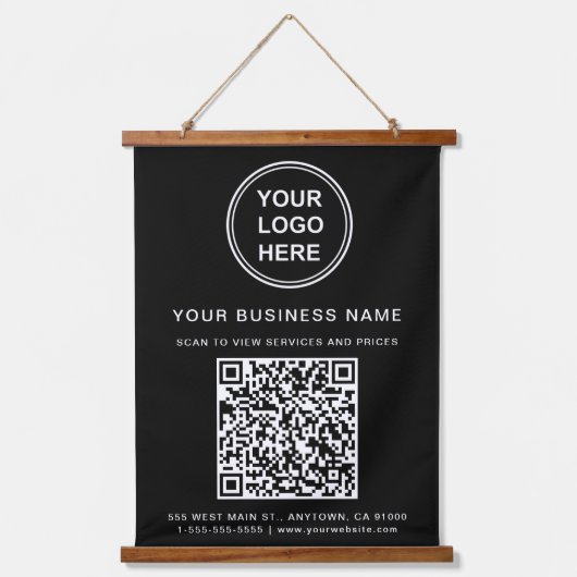 Tapisserie Suspendue Logo d'entreprise et code QR noir (Recto)