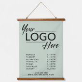 Tapisserie Suspendue Logo d'entreprise Heures Open Sage Green (Recto)