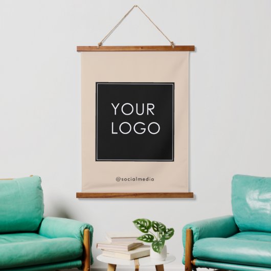 Tapisserie Suspendue Logo d'entreprise moderne Modèle Beige (Salon)