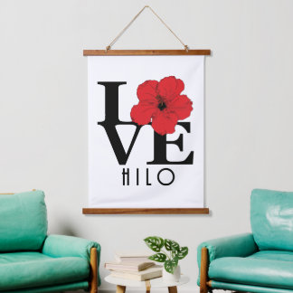 Tapisserie Suspendue LOVE Hilo Hawaii Red Hibiscus