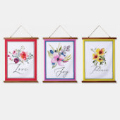 Tapisserie Suspendue Love Joy Peace aquarelle florale (Tripler)