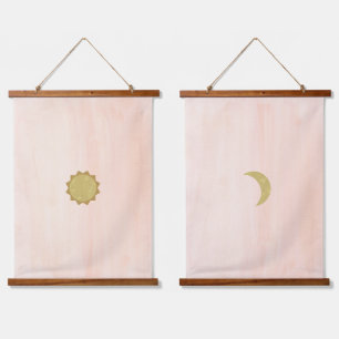 Tapisserie Suspendue Lune et soleil minimalistes