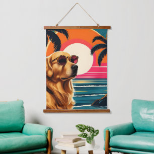 Tapisserie Suspendue Lunettes de soleil pour chien rétro Plage au couch