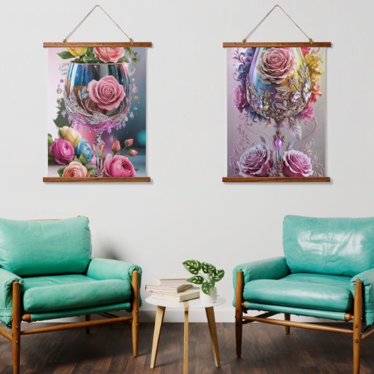 Tapisserie Suspendue Luxueuse Aquarelle en verre cristal (Salon)