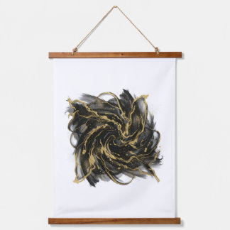 Tapisserie Suspendue Luxury Gold and Black Abstract Marble Ink Flow