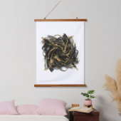 Tapisserie Suspendue Luxury Gold and Black Abstract Marble Ink Flow (Chambre à coucher)