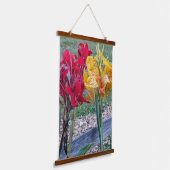 Tapisserie Suspendue Lys de canne rouge et jaune Floral (Angulaire)