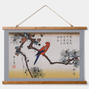 Tapisserie Suspendue Macaw sur branche de pin, Hiroshige