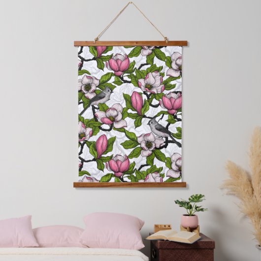 Tapisserie Suspendue Magnolia en floraison et tireur (Chambre à coucher)