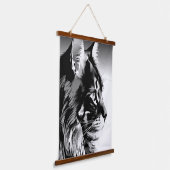 Tapisserie Suspendue Maine Coon Tapestry: Black & White Cat Wall Hangin (Angulaire)
