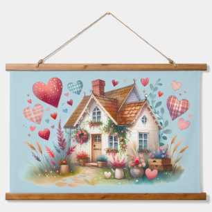 Tapisserie Suspendue Maison à cœur Cottagecore Fantaisiste Art