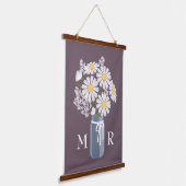 Tapisserie Suspendue Maisson blanc Mason Jar Monogramme sur pourpre fon (Angulaire)