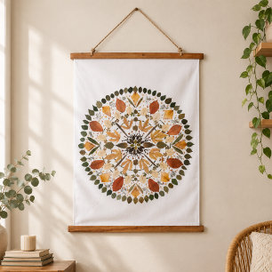 Tapisserie Suspendue Mandala de fleurs pressées l Botanique florale d'a