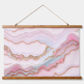 Tapisserie Suspendue Marbre Agate Moderne Bleu Rose Collection Or (Devant)