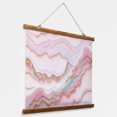 Tapisserie Suspendue Marbre Agate Moderne Bleu Rose Collection Or (Angulaire)