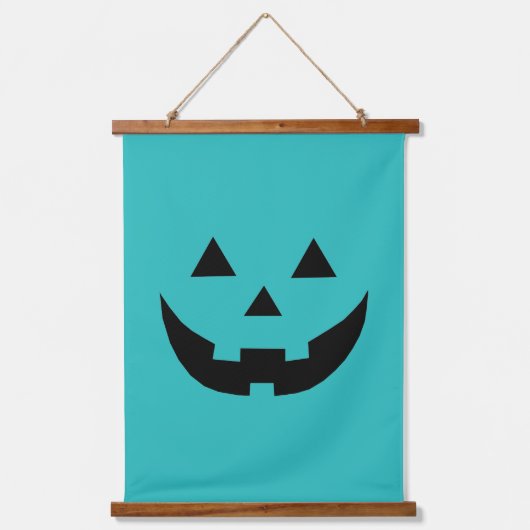 Tapisserie Suspendue Mare turquoise Jack-o'-lantern citrouille face Hal (Recto)