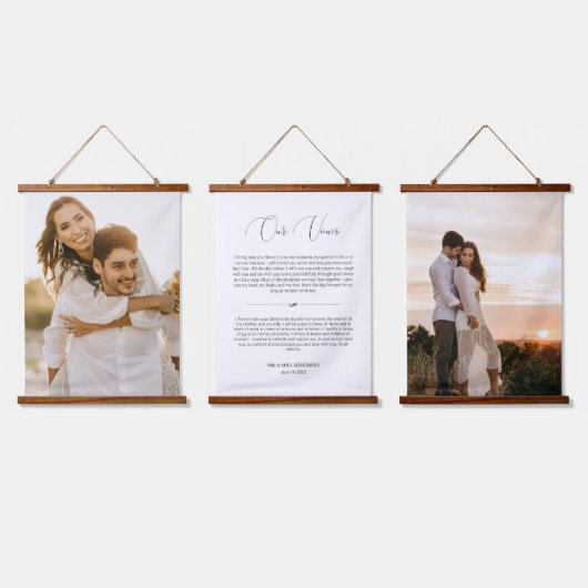 Tapisserie Suspendue Mariage de script Delicate Vows Anniversaire 2 Pho (Tripler)