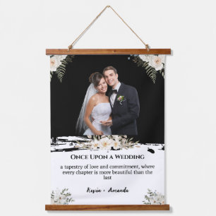 Tapisserie Suspendue Mariage Fleur Blanche Nom Personnalisé