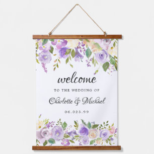 Tapisserie Suspendue Mariage floral d'ivoire pourpre conserve l'Affiche