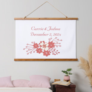 Tapisserie Suspendue Mariage minimaliste des fleurs rouges et blanches