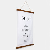 Tapisserie Suspendue Mariage Monogramme noir et blanc (Angulaire)