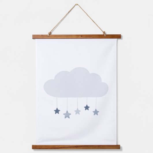 Tapisserie Suspendue Marine Blue Cloud et Stars Boy Nursery (Recto)