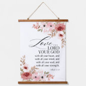 Tapisserie Suspendue Mark 12:30-31 Inspirational Bible Verses Floral (Recto)