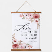 Tapisserie Suspendue Mark 12:30-31 Inspirational Bible Verses Floral (Recto 2)