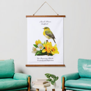 Tapisserie Suspendue Mars Mois de naissance Fleur vibrante Cadeau d'ann