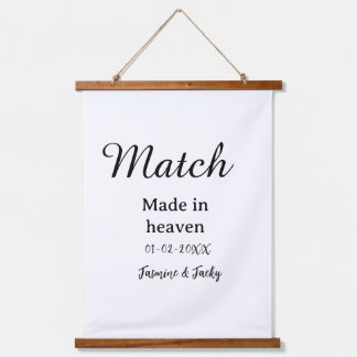 Tapisserie Suspendue Match made in heaven add name date simple calligra
