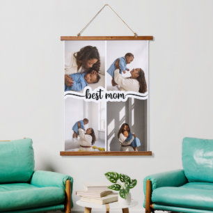 Tapisserie Suspendue Meilleure Maman Personnalisée 4 Photo Collage