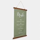 Tapisserie Suspendue Menu Boissons Mariage Sage Vert Blanc   (Angulaire)