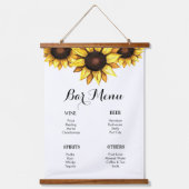 Tapisserie Suspendue Menu Mariage Tournesol Jaune Blanc (Recto)