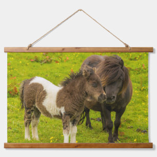 Tapisserie Suspendue Mère et progéniture de poney Shetland