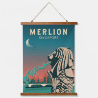 Merlion Singapore Travel Vintage Art