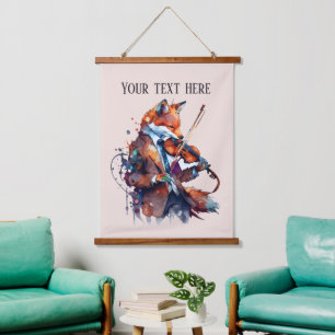 Tapisserie Suspendue mignon renard Amateurs de musique ajouter du texte
