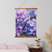 Tapisserie Suspendue Minuit Jardin Violet Hydrangea Aquarelle (Chambre à coucher)