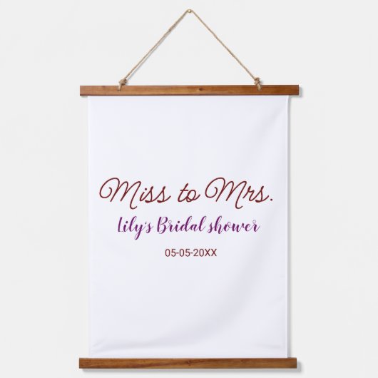 Tapisserie Suspendue Mlle à Mme douche nuptiale ajouter nom date année  (Recto)