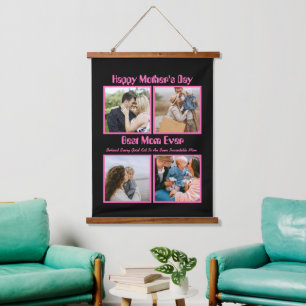 Tapisserie Suspendue Modern 4 Photo Collage Best Mom Ever Photo
