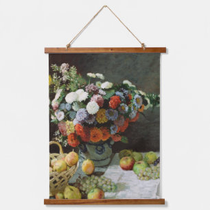 Tapisserie Suspendue Monet Vintage vie morte avec fleurs et fruits
