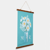 Tapisserie Suspendue Monogramme Mason Jar blanc sur Turquoise (Angulaire)