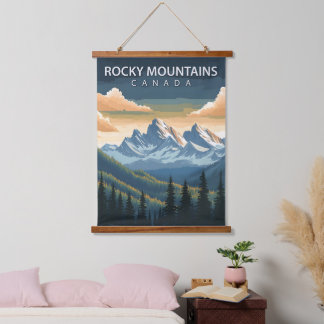 Tapisserie Suspendue Montagnes Rocheuses - Poster Vintage voyage du Can